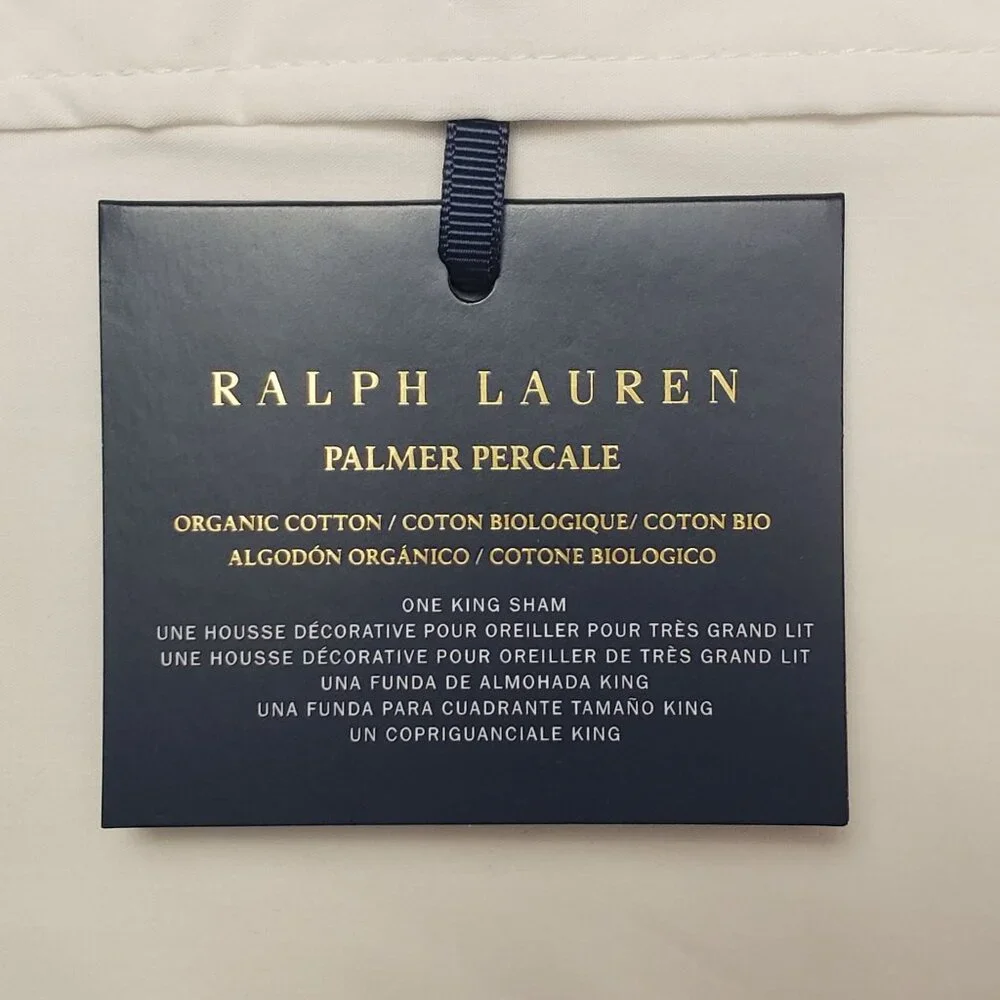 Ralph Lauren Home Palmer Percale King Sham Sand Dune Organic Cotton 20